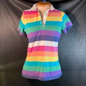 Vintage 80’s Rainbow collared shirt Has not been‎ laundered. Size small. Box C